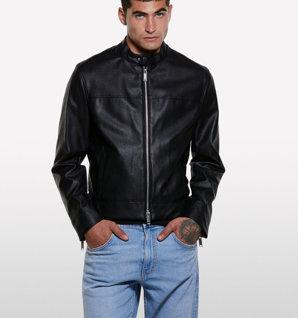 Biker nero slim fit - giacche e giubbotti da uomo - Nero | Sisley image number 3
